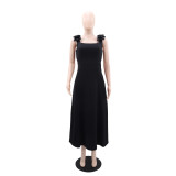 Women Solid Bow Dress