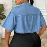 Women Denim Summer Thin Crop Shirt