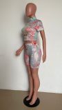 Women's summer sexy tight fitting two-piece shorts set