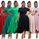 Plus Size Women Turndown Collar Irregular Elegant Dress
