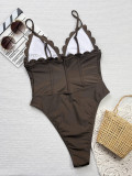 Women Bikini Neck Lace-Up One-piece Swimwear