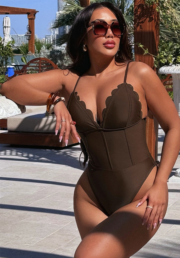 Women Bikini Neck Lace-Up One-piece Swimwear