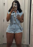 Women Stretch Denim Sleeveless Jumpsuit