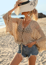Women Summer Solid Sexy knitting hollow beach shirt