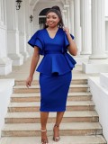 Plus Size Women Elegant Ruffle Dress