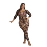 Plus Size Women Striped Hollow Sexy Lingerie