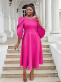 Plus Size Women Party Ruffle Sleeve Dress