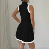 Women Contrast Elegant Summer Knitting Sleeveless Dress