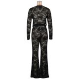 Women Sexy Lace See-Through Two-piece Set