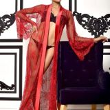 Women lace robe belt two-piece sexy lingerie