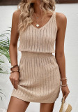 Women V-Neck Hollow Sexy Beach Cover-up Strap Dress