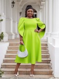 Plus Size Women Party Ruffle Sleeve Dress