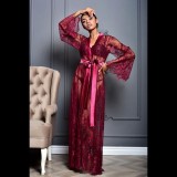 Women lace robe belt two-piece sexy lingerie