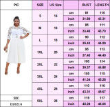 Plus Size Women lace hook flower sexy hollow pleated dress