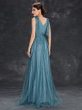 Women sequined bow elegant v-neck ball suspender evening dress（Processing time need 3-6 days）