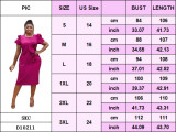 Plus Size Women Elegant Bodycon Ruffle Solid Dress