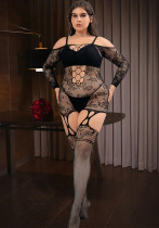 Plus Size Women Pantyhose Hollow Jacquard Sexy Lingerie