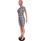 Summer Fashionable casual print T-shirt and shorts 2-piece set