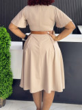 Women Summer V-neck Bell Bottom Sleeve Casual African Dress