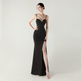 Women Fishbone Lace Sequin Formal Dinner Wedding Fishtail Evening Dress