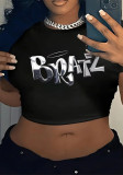 Women Summer Sexy Print T-shirt Crop Top