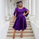 Plus Size Women Party Ruffle Sleeve Dress