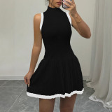 Women Contrast Elegant Summer Knitting Sleeveless Dress