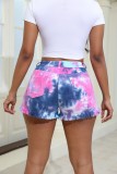 Plus Size Women Tie-Dye Ripped Denim Shorts