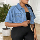 Women Denim Summer Thin Crop Shirt