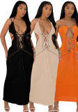 Women Casual Sexy Lace Hollow Backless Knitting Dress