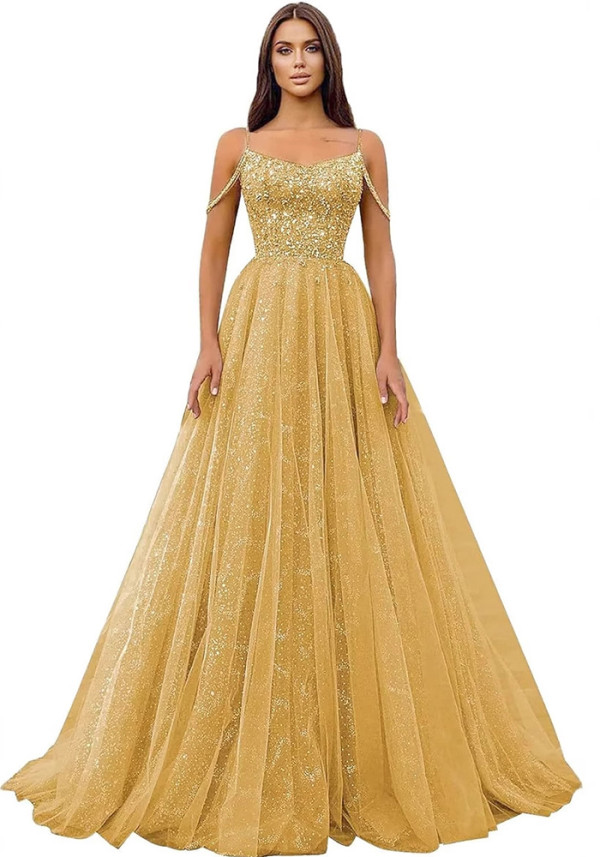 Women sexy off-shoulder suspender dress tulle wedding party ball evening dress（Processing time need 3-6 days）