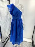 Women's Summer Sexy Solid Color Slash Shoulder Low Back Dress