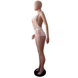 Women's Sexy Halter Neck Side Lace-up One-Piece Swimsuit
