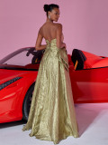 Women's Elegant Luxury Strapless Bow Slim Bridesmaid Evening Dress