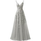 Women suspender tulle lace applique party ball evening dress（Processing time need 3-6 days）