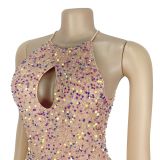 Women's Chic Sexy Sequined Split Fashionable Dress