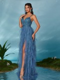 Women suspender mesh evening dress（Processing time need 3-6 days）
