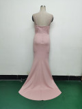 Women Fishbone Lace Sequin Wedding Fishtail Evening Dress