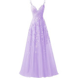 Women suspender tulle lace applique party ball evening dress（Processing time need 3-6 days）