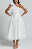 Women's Summer Sexy Solid Color Slash Shoulder Low Back Dress