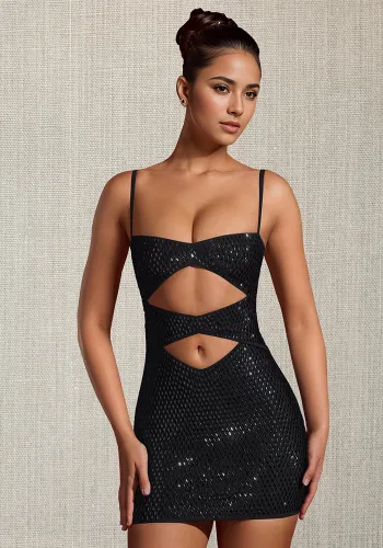 Women's Sexy Beaded Strap Fashionable Dress