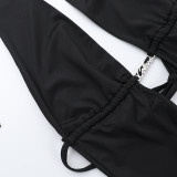 Women's Summer Sexy Deep V Strap Hollow Low Back Bodycon Dress