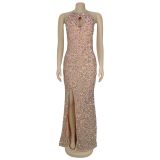 Women's Chic Sexy Sequined Split Fashionable Dress