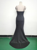 Women Fishbone Lace Sequin Formal Dinner Wedding Fishtail Evening Dress