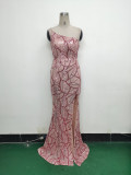 Women One Shoulder Beaded Geometric Sequin Formal Party Prom Wedding Evening Dress