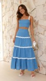 Women's Summer Sexy Strap A-line Two Piece Skirt Set