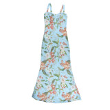 Women's Holidays Sleeveless Lace Trimmed Print Dress