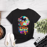 Women's Fashionable Print Round Neck Short Sleeve T-Shirts
