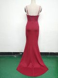 Women Fishbone Lace Sequin Formal Dinner Wedding Fishtail Evening Dress