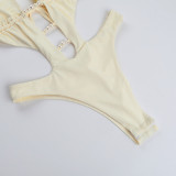 Women's Spring Swimming and Summer Fashion Beaded Hollow Halter Neck Bodysuit